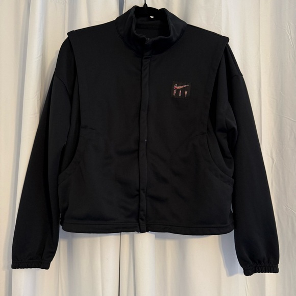 Nike Jackets & Blazers - Nike Cropped Zip Up Jacket Black Lightweight Athleisure Gym Medium